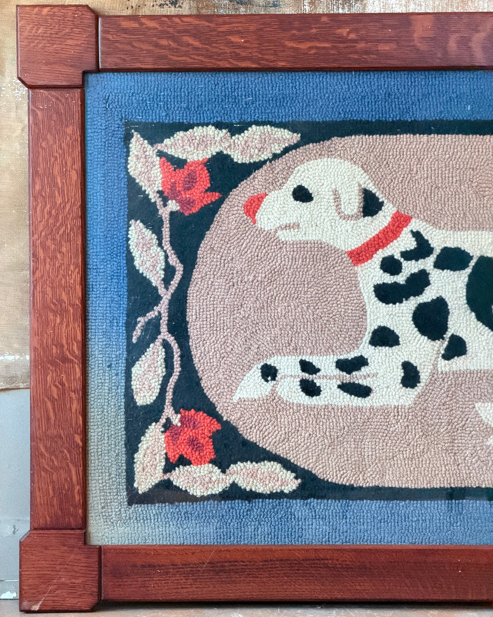 Framed Hooked Rug Of Dalmatian