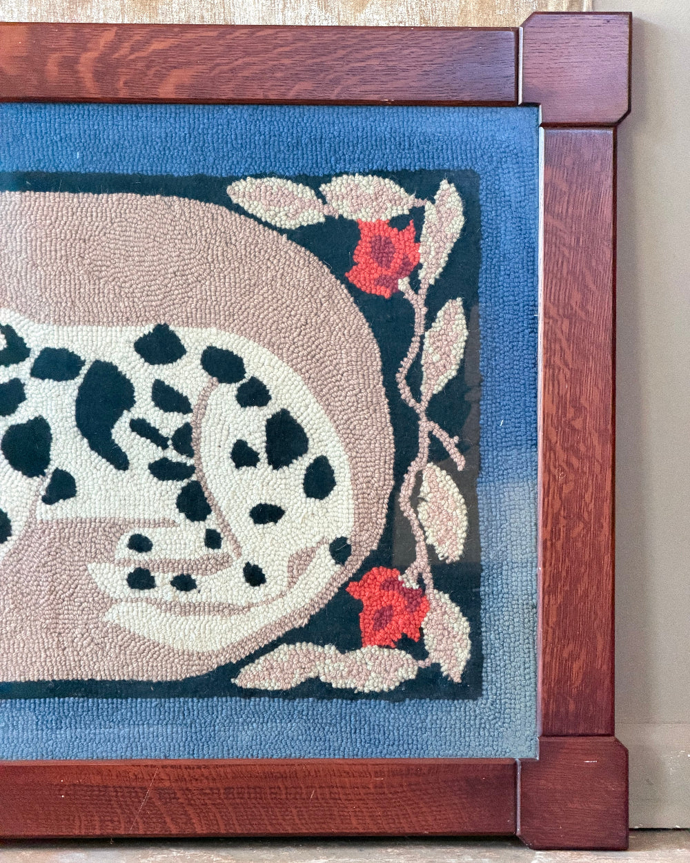 Framed Hooked Rug Of Dalmatian