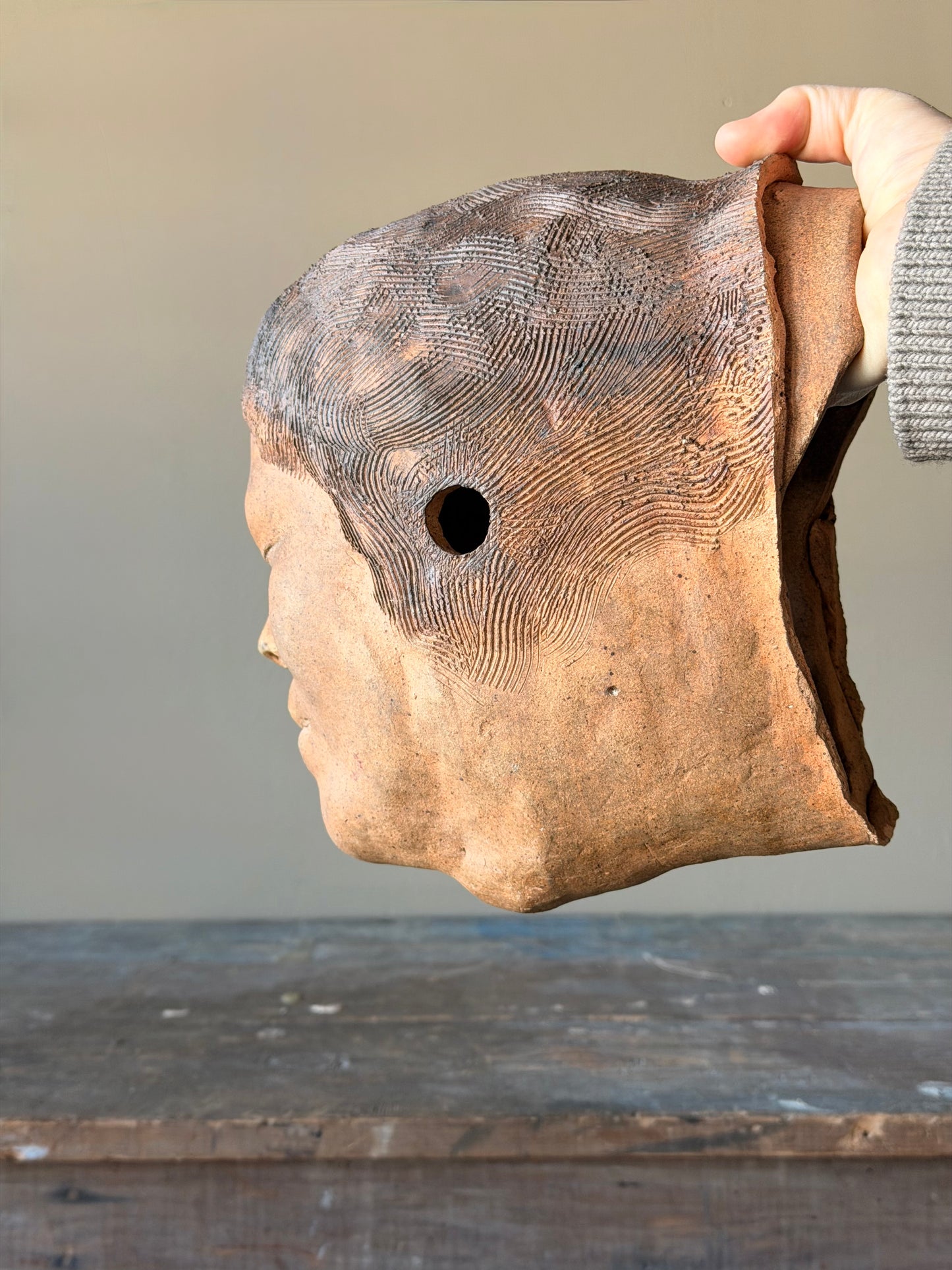 Hand Built Stoneware Head