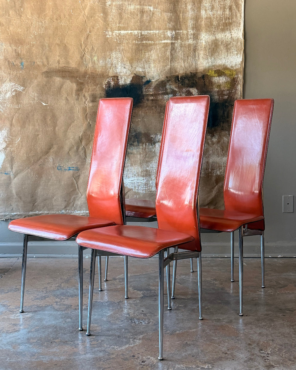 Leather Dining Chairs (4) | Giancarlo Vegni