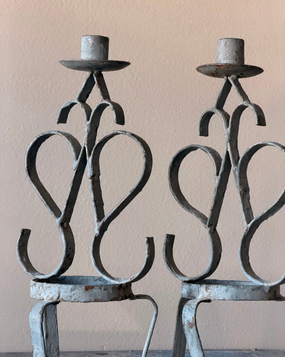 Painted Metal Candlesticks