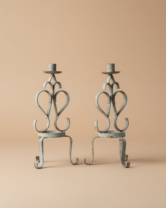 Painted Metal Candlesticks
