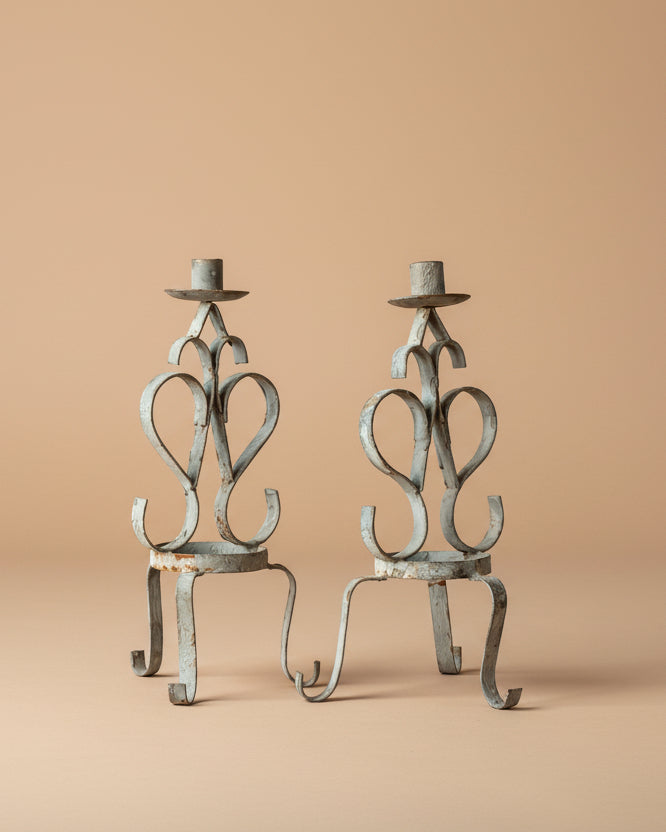 Painted Metal Candlesticks