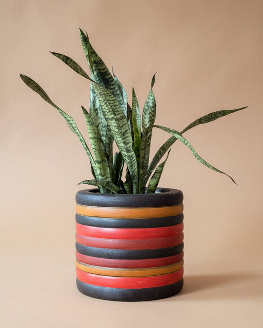 Polychrome Planter w/ Brass Insert