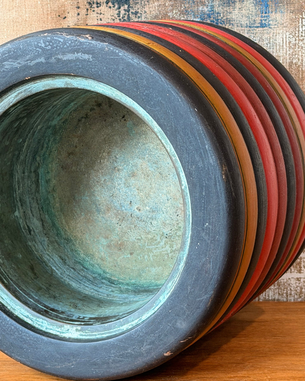 Polychrome Planter w/ Brass Insert
