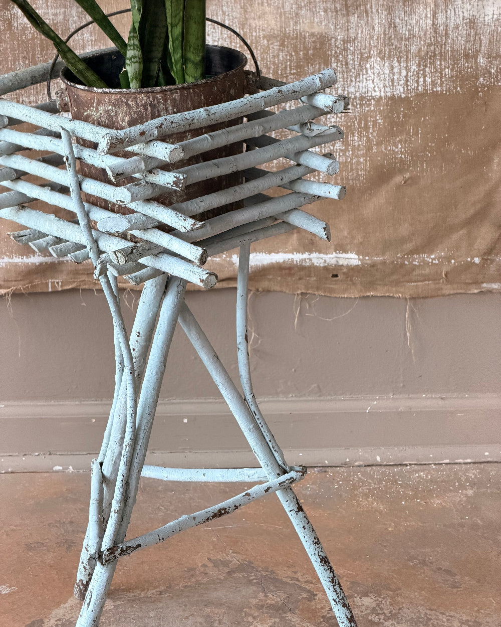 Twig Planter In Pale Blue