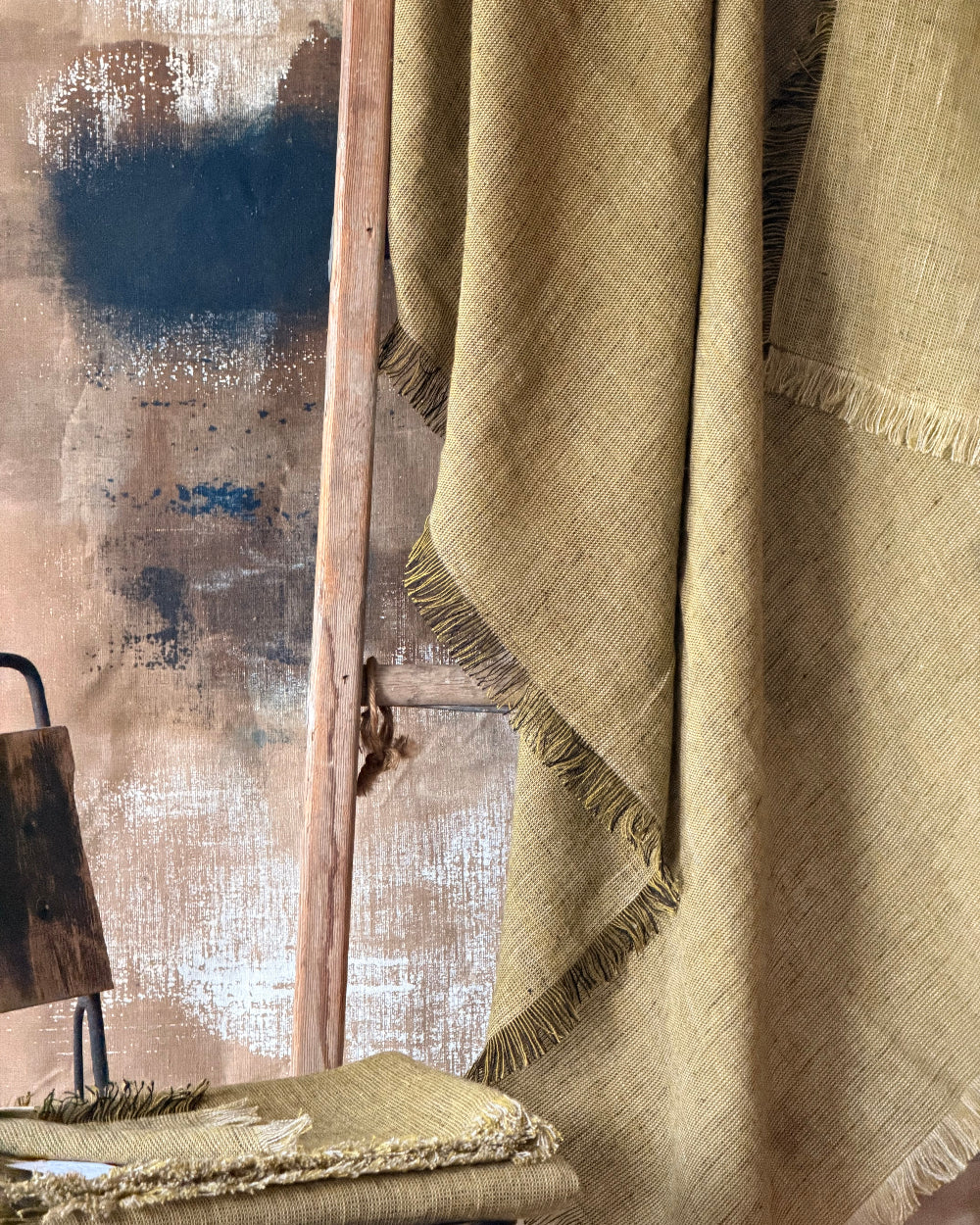 Linen Throw in Olive
