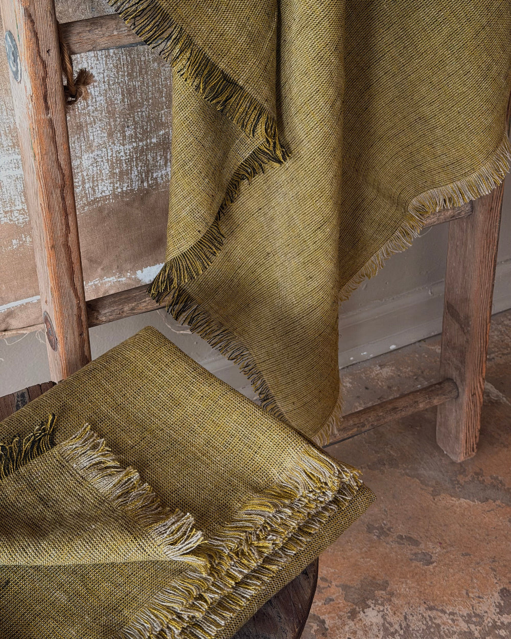 Linen Throw in Olive