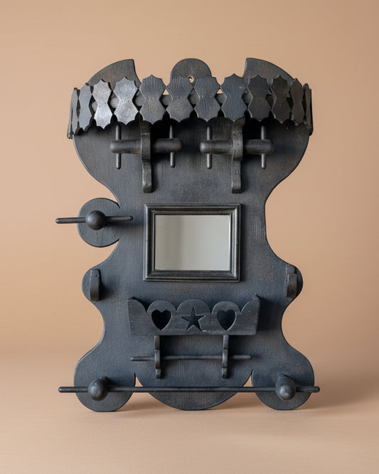 Folk Art Shaving Mirror in Black