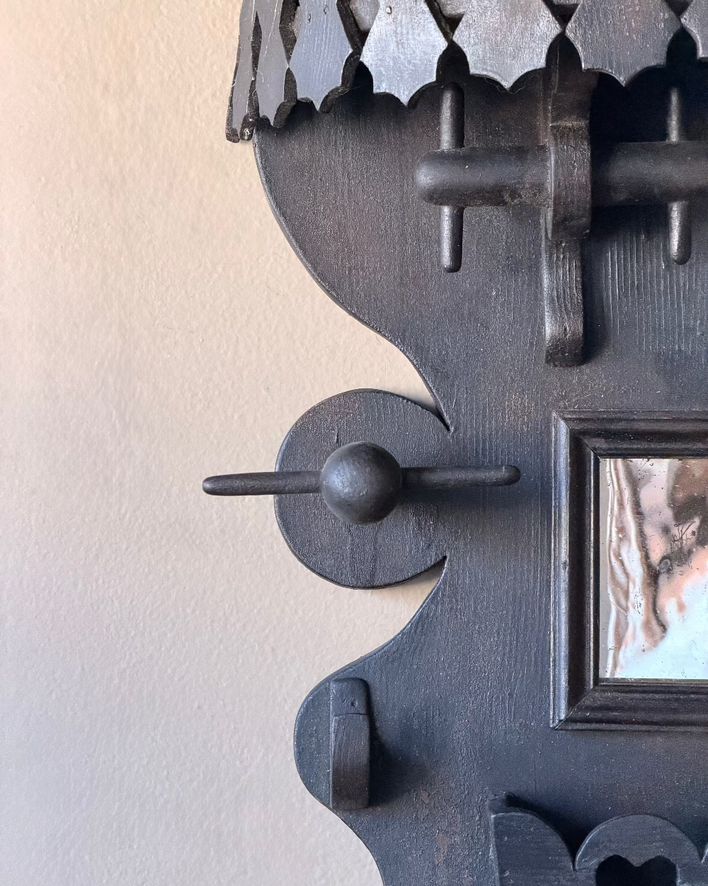 Folk Art Shaving Mirror in Black