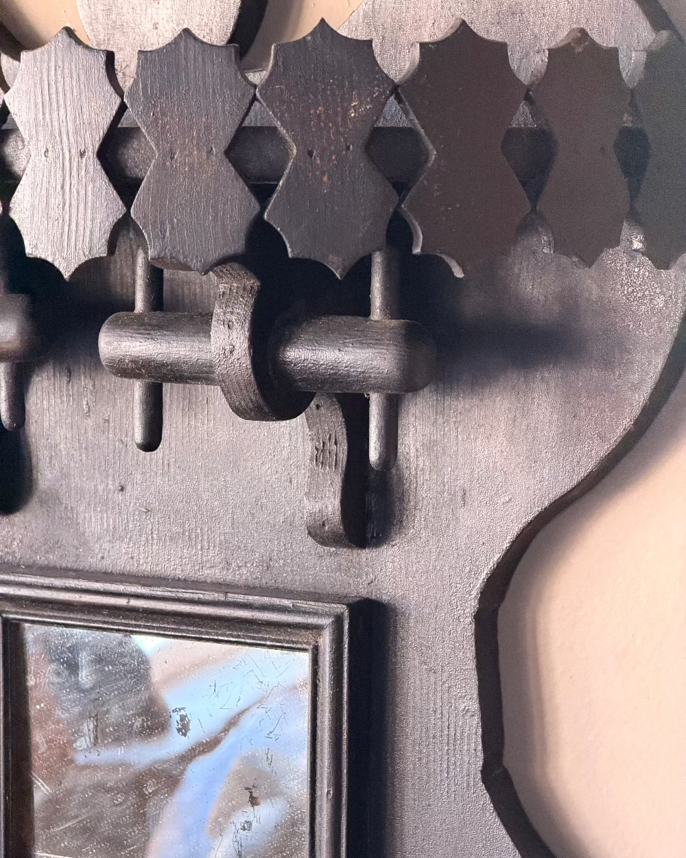 Folk Art Shaving Mirror in Black