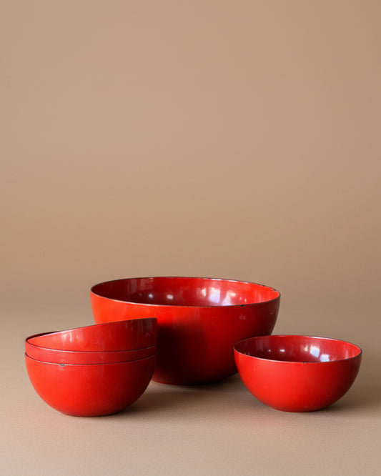 Red Enamel Bowl Set