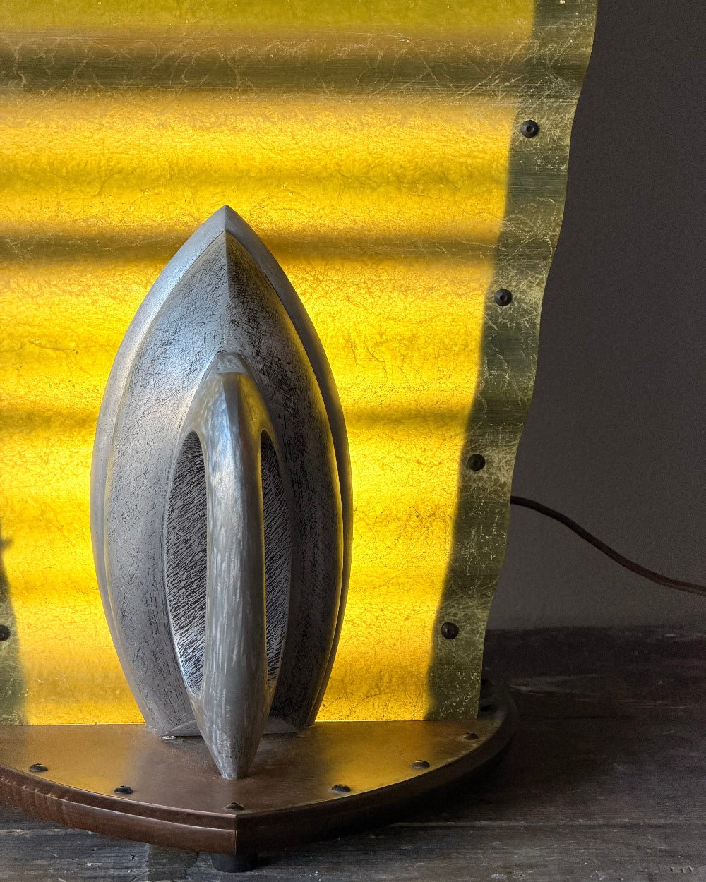 Fiberglass and Aluminum 'Iron' Lamp
