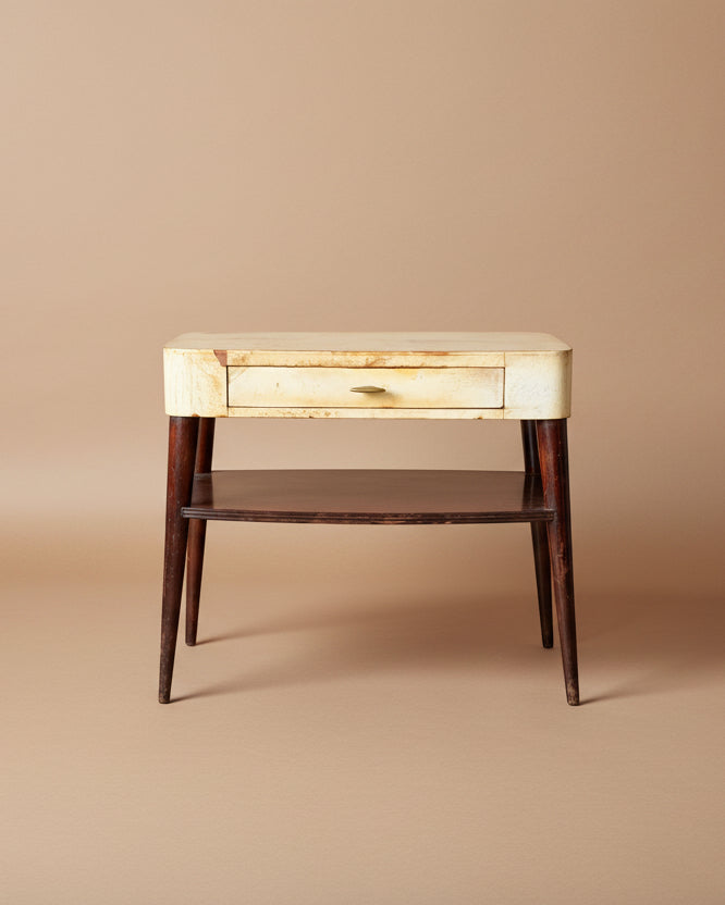 Goat Skin Topped Side Table