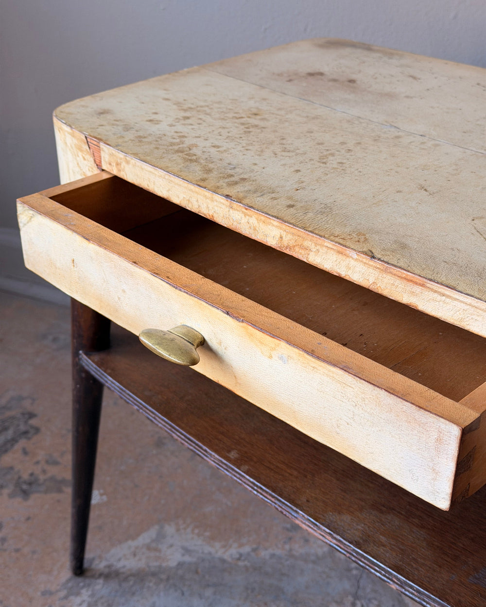 Goat Skin Topped Side Table