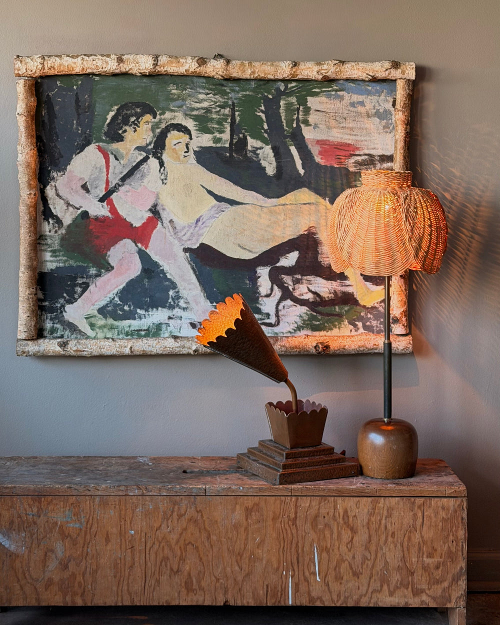 Artist Made Hammered Copper Lamp