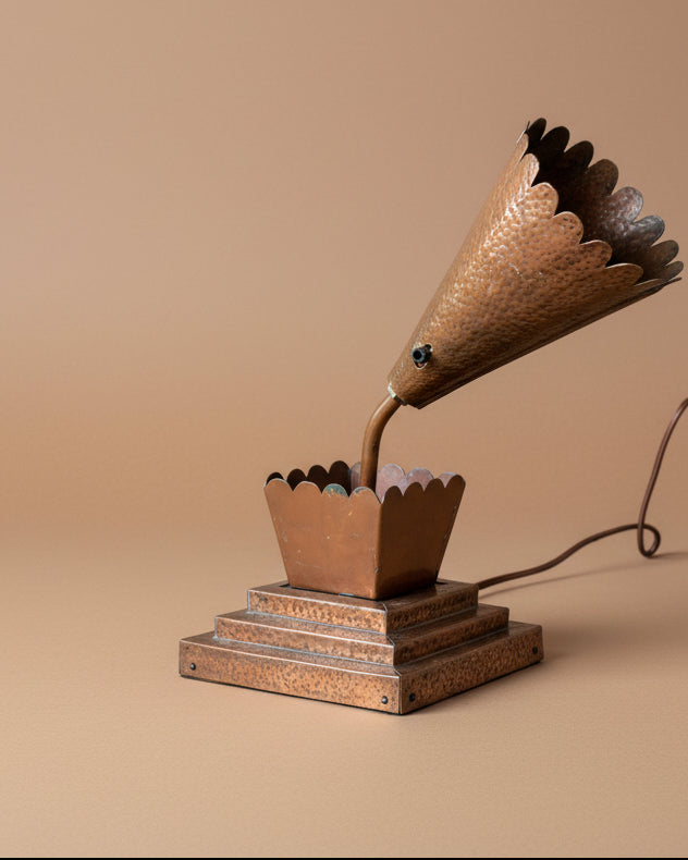 Artist Made Hammered Copper Lamp