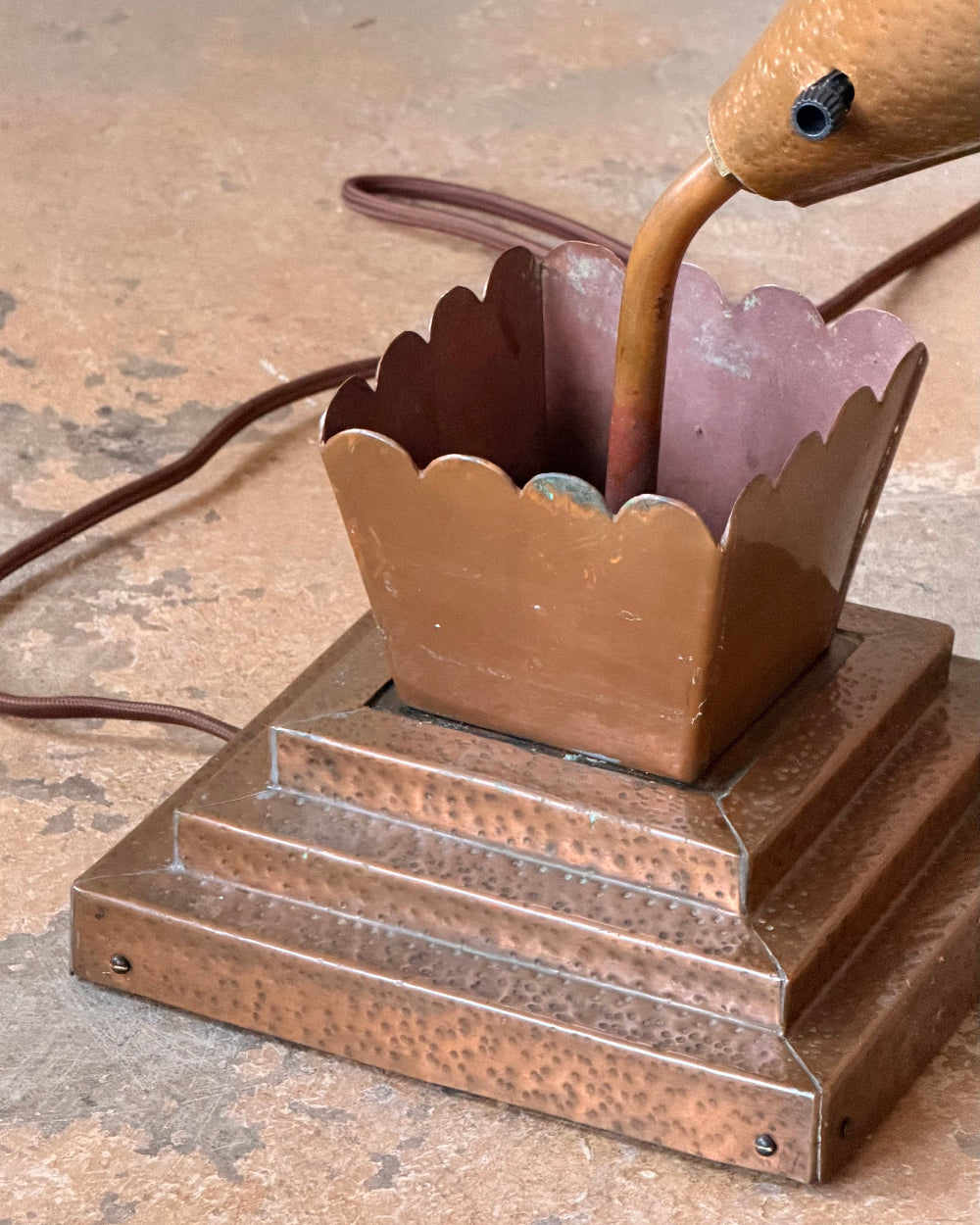 Artist Made Hammered Copper Lamp