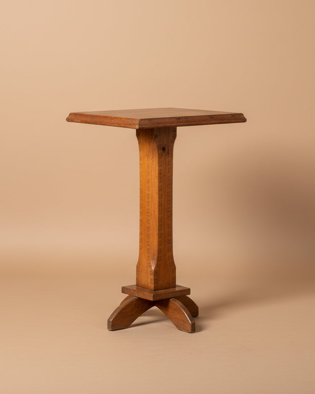 Stamped Wood Pedestal Table