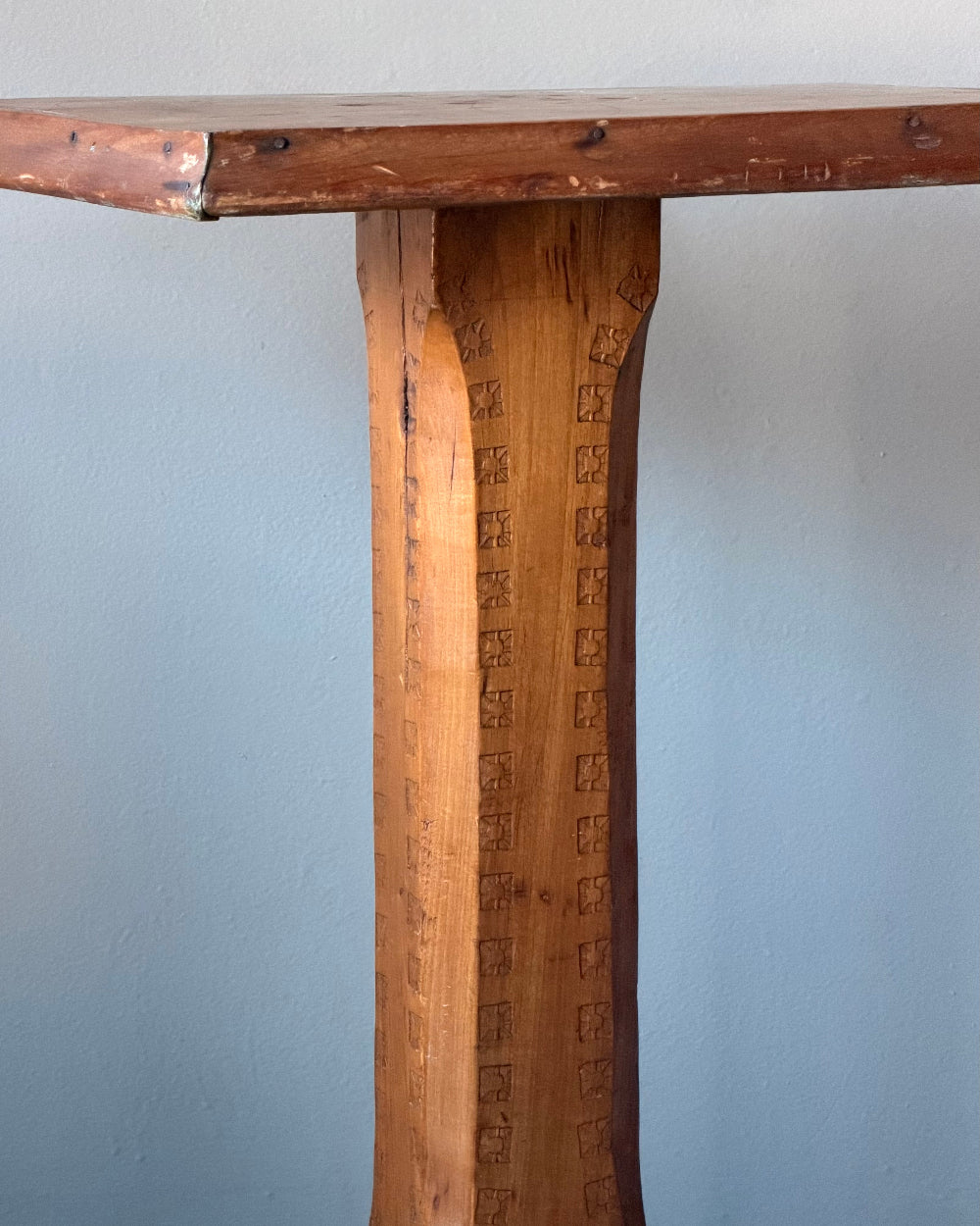 Stamped Wood Pedestal Table
