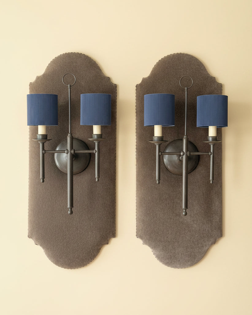 Double Arm Wall Sconces | Mohair Panels