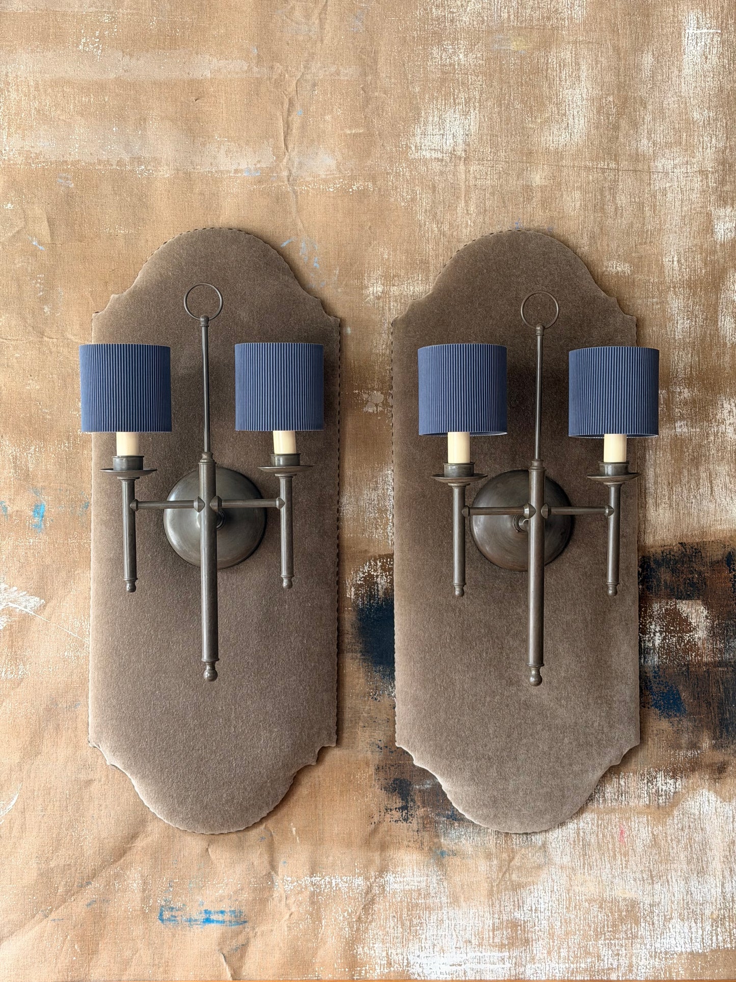 Double Arm Wall Sconces | Mohair Panels