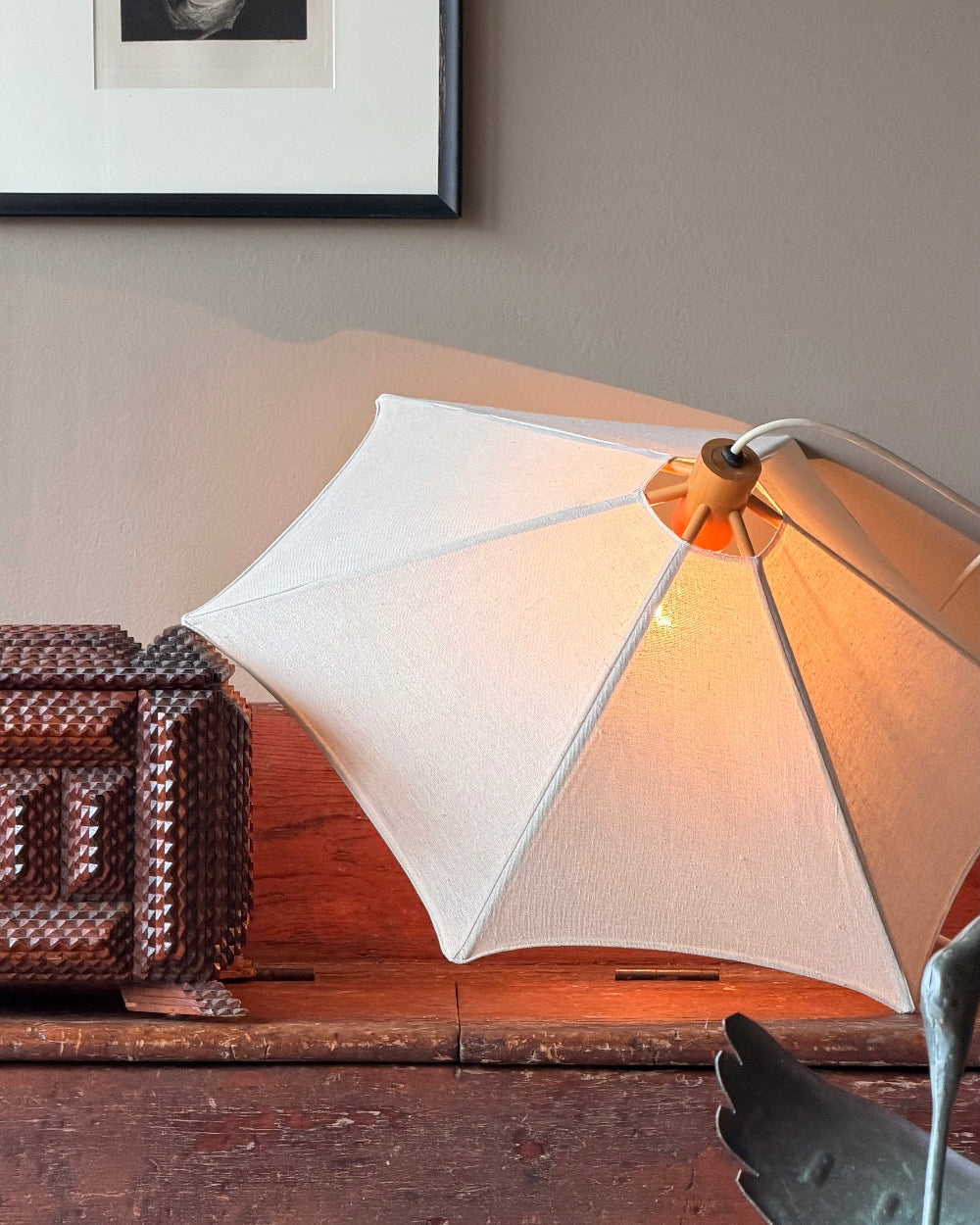 Beech Wood and Linen Pendant Light