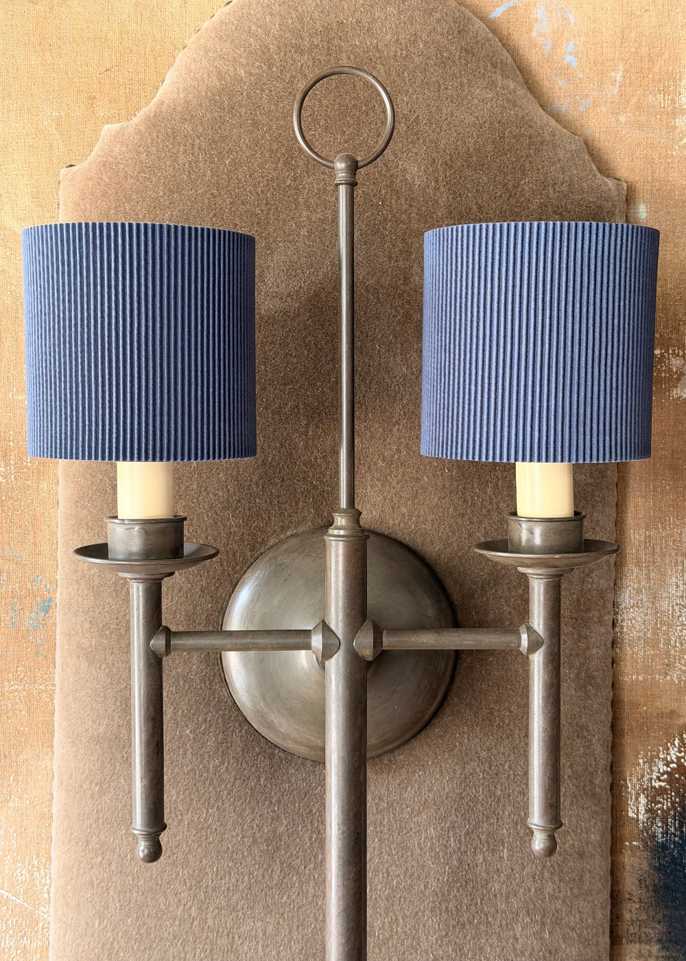 Double Arm Wall Sconces | Mohair Panels