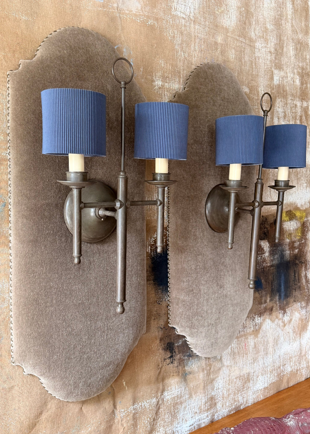 Double Arm Wall Sconces | Mohair Panels
