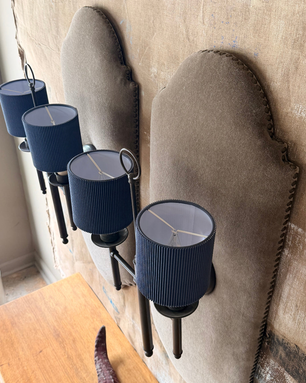 Double Arm Wall Sconces | Mohair Panels