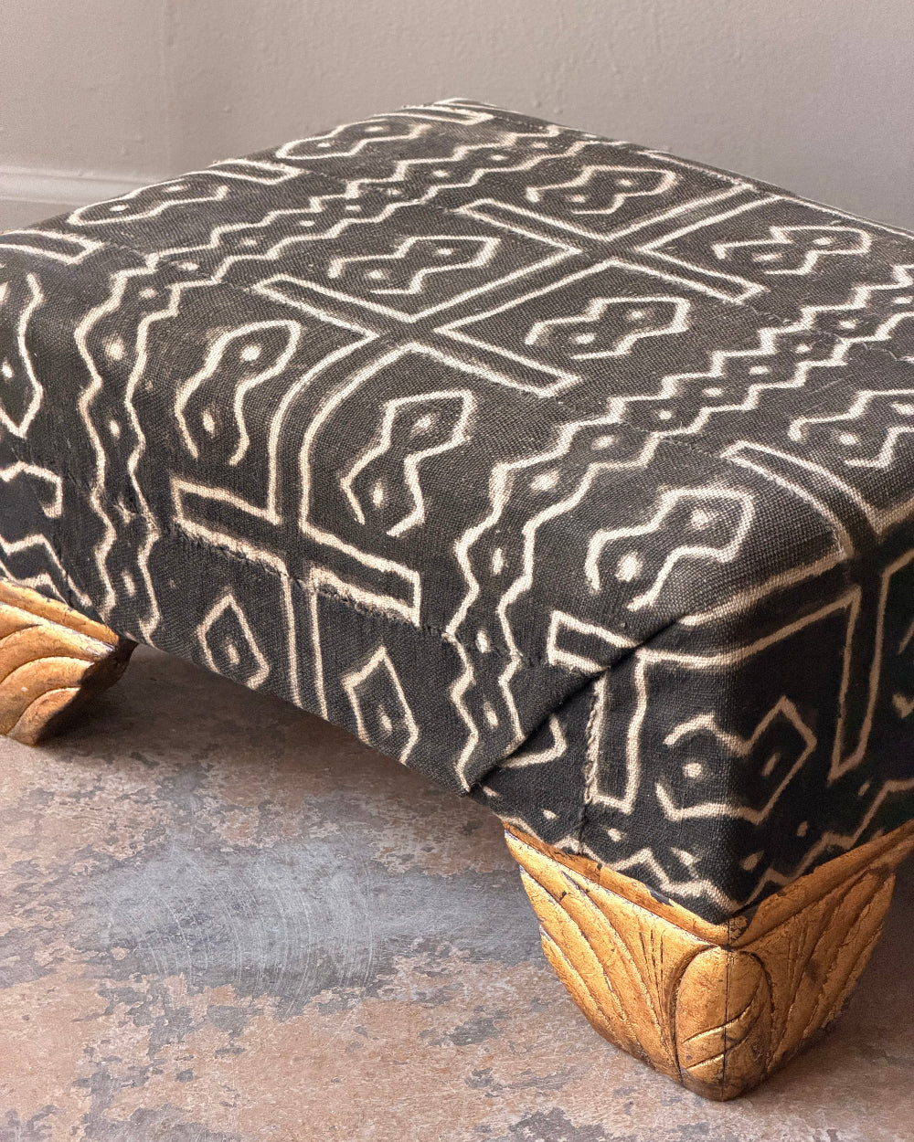 Vintage Kuba Cloth Ottoman