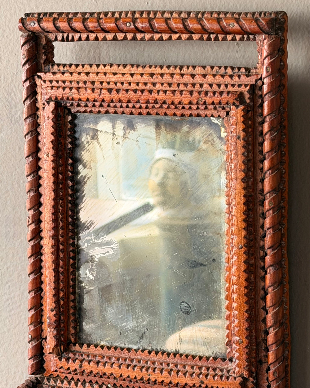 Tramp Art Pocket Mirror