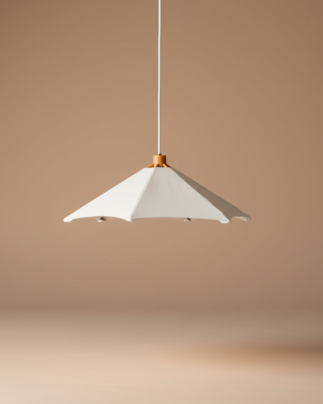 Beech Wood and Linen Pendant Light