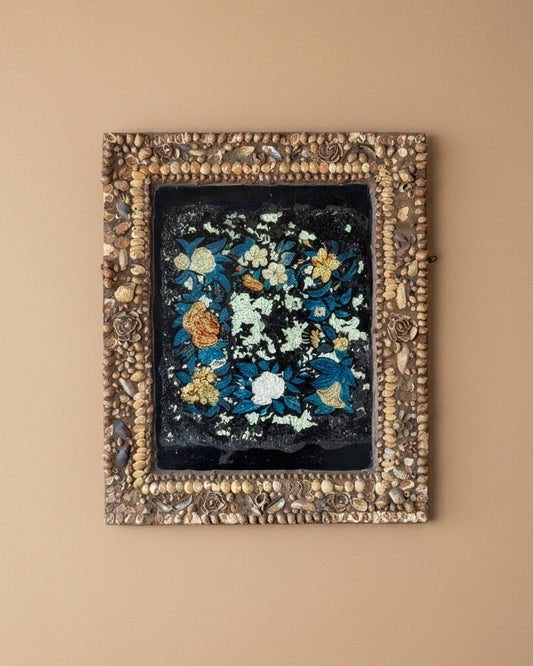 Tinsel Painting with Shell Frame | 19th Century