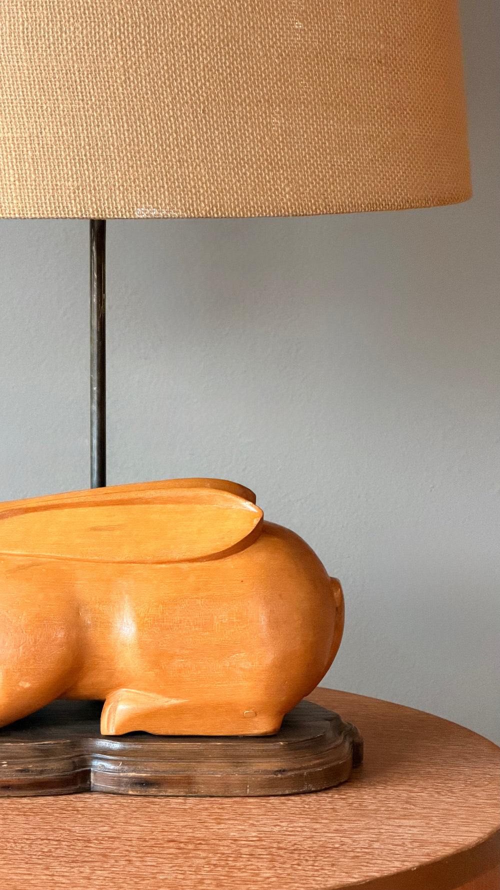 Carved Wood Rabbit Lamp
