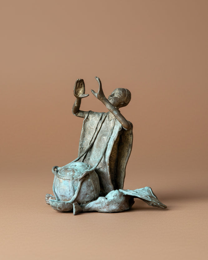 African Musician in Cast Bronze