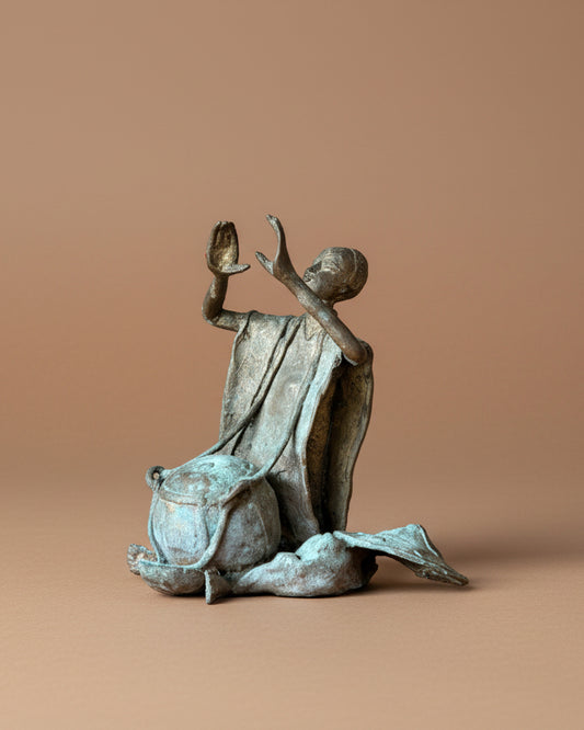 African Musician in Cast Bronze