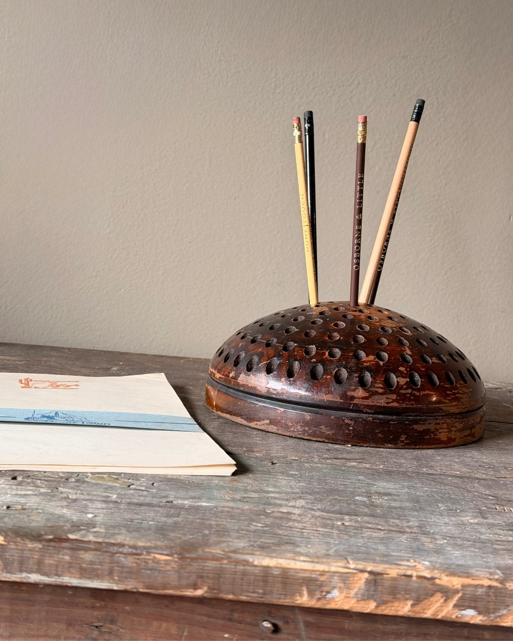Round Wood Brush/Pencil Holder