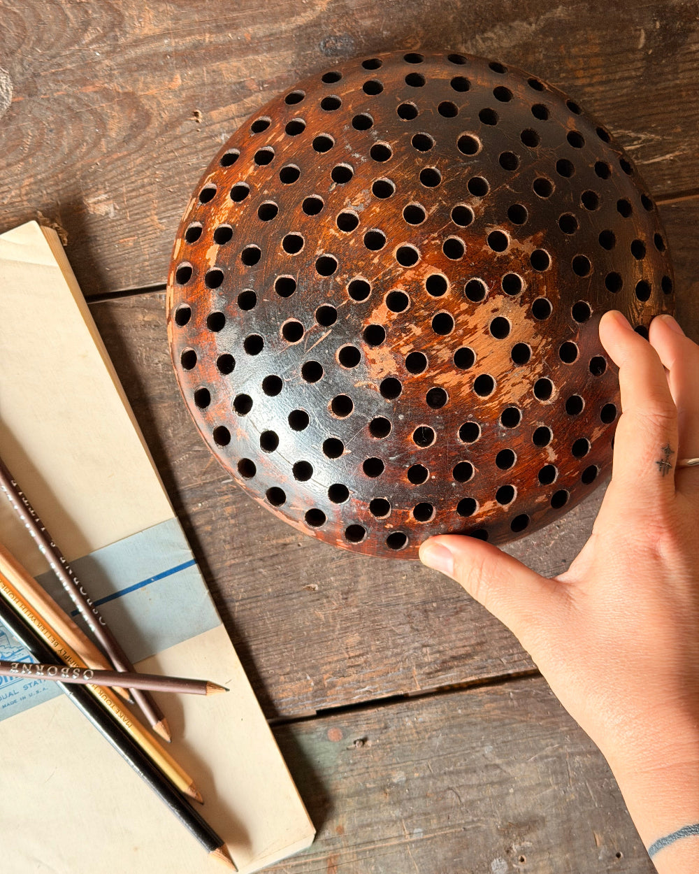 Round Wood Brush/Pencil Holder