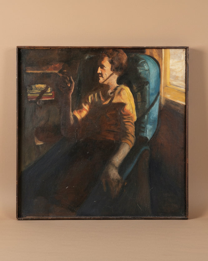 'Seated Woman With Cigarette' Framed Portrait
