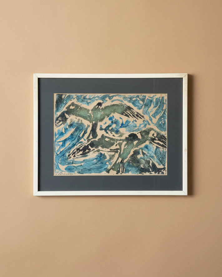Framed Block Print of Birds