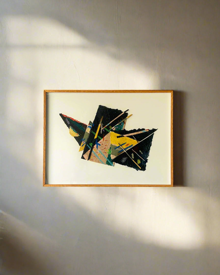 Framed Abstract in Navy & Yellow