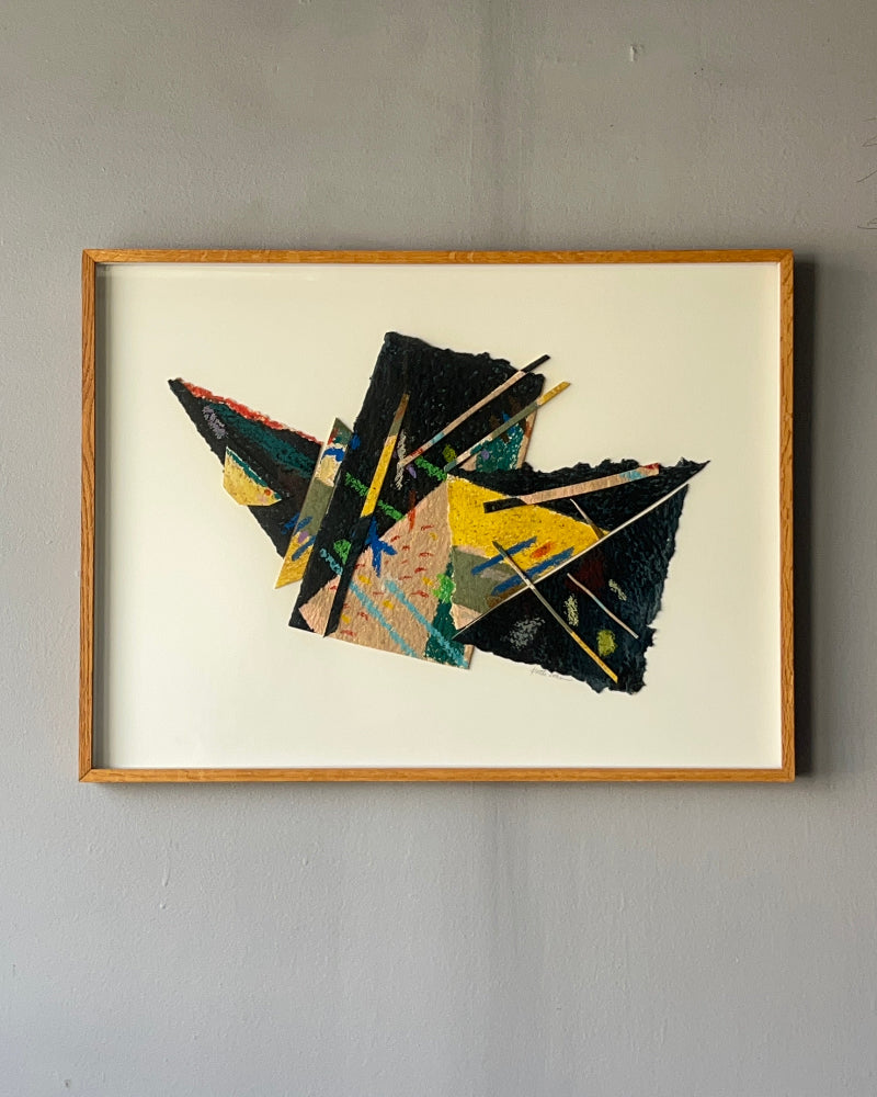 Framed Abstract in Navy & Yellow