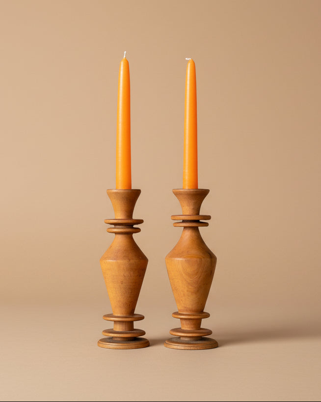 Turned Wood Candlesticks