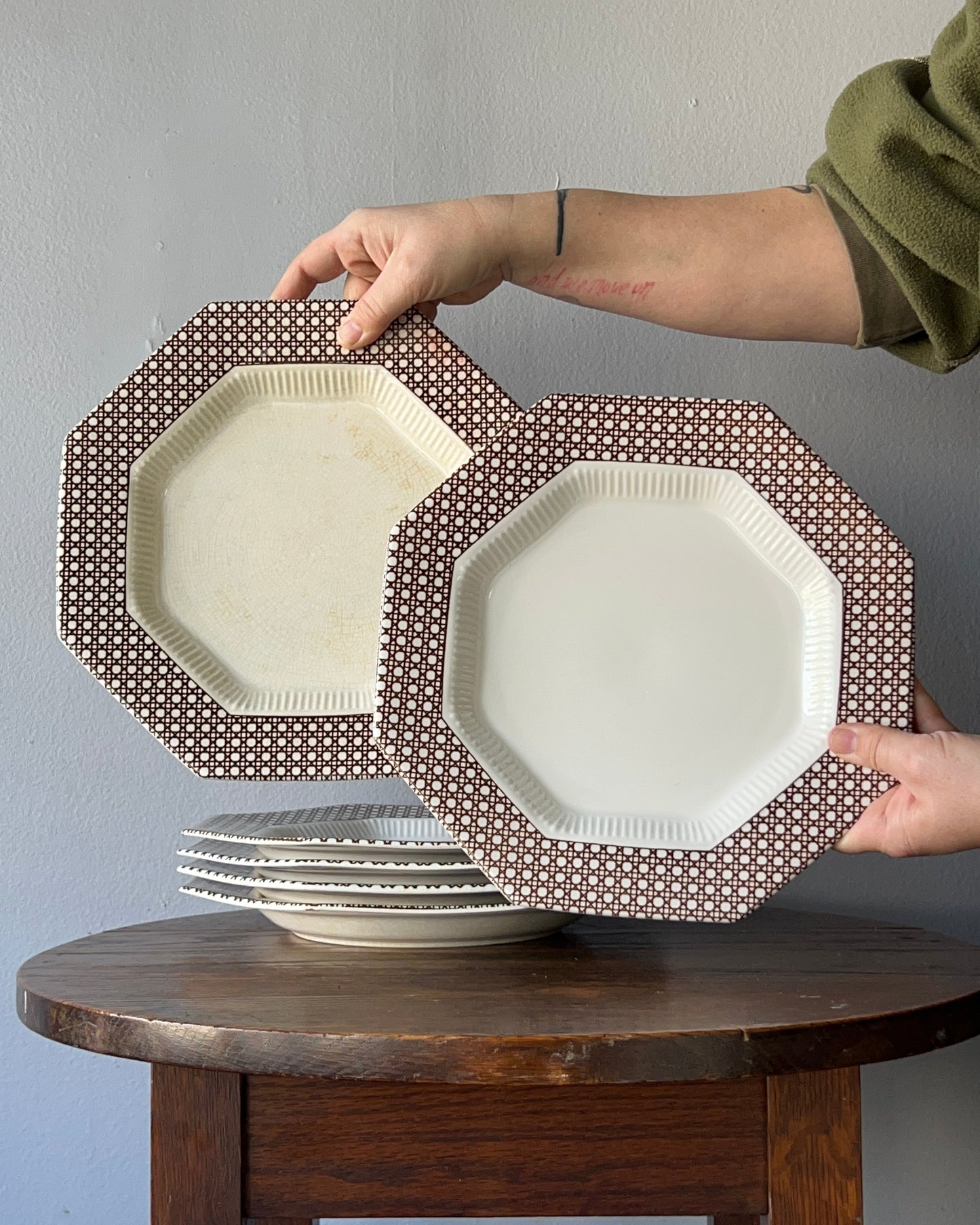 Octagonal Ironstone Dinner Plates