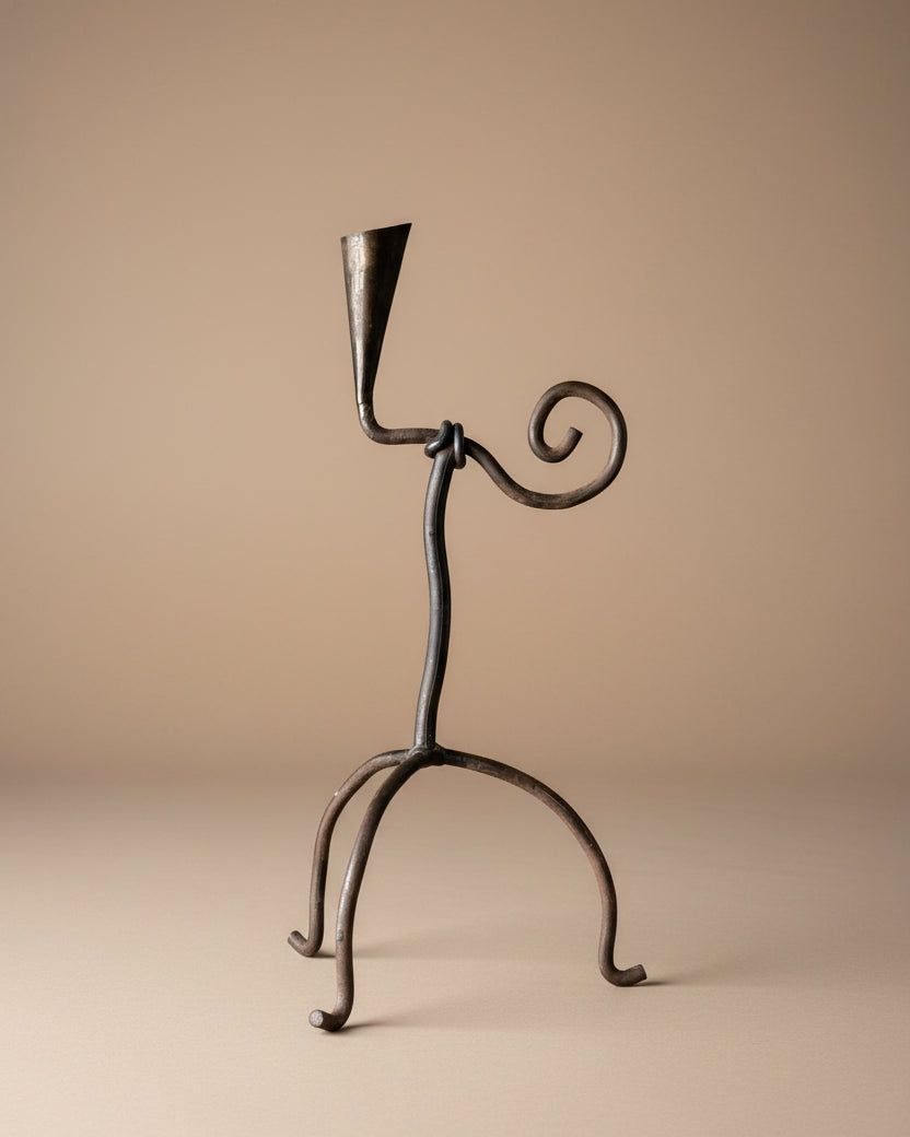 Forged Iron Candlestick