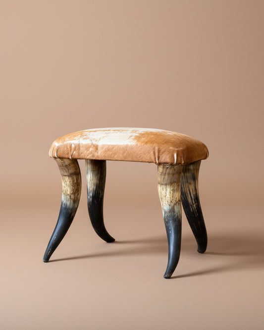Horn and Hide Footstool