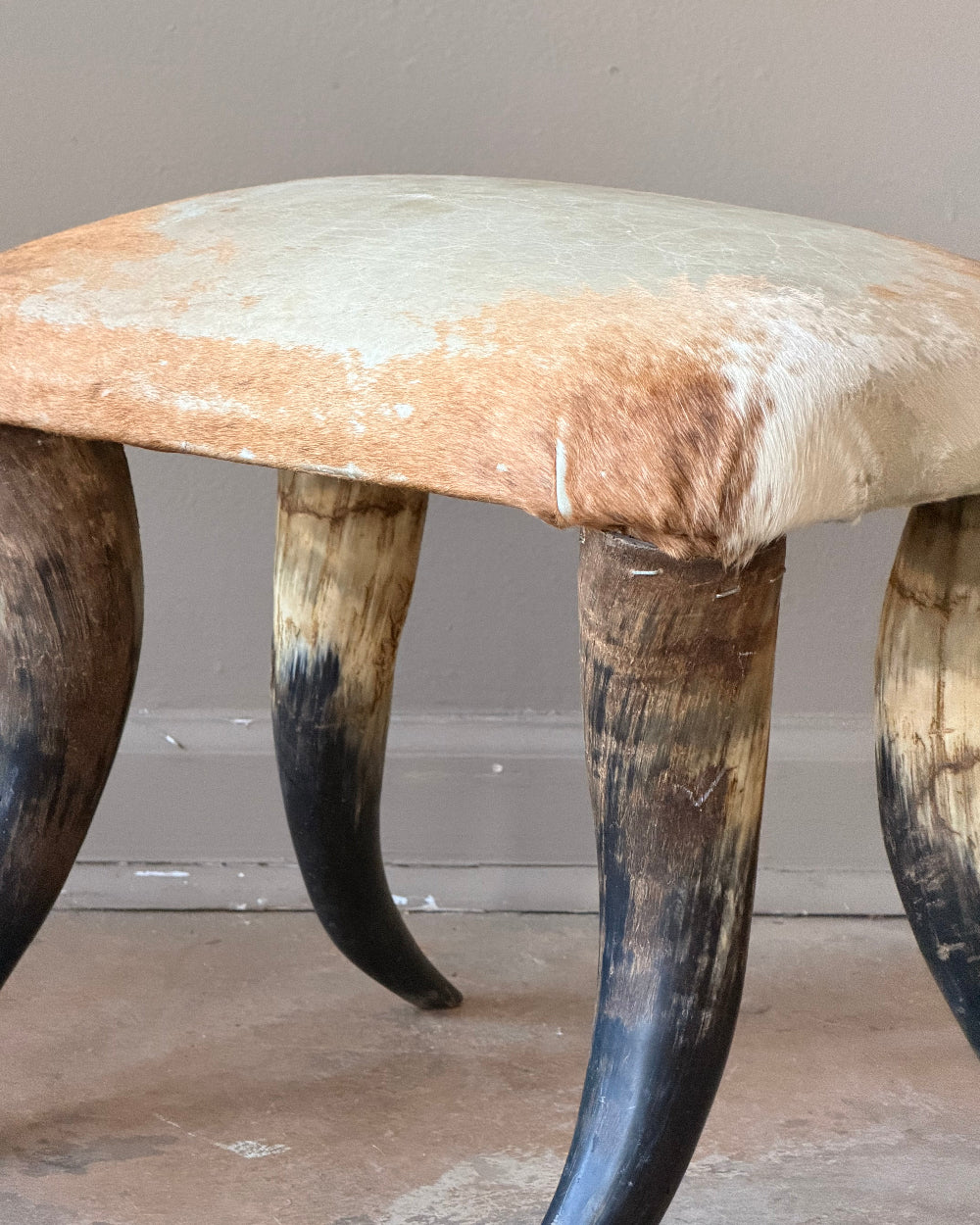 Horn and Hide Footstool