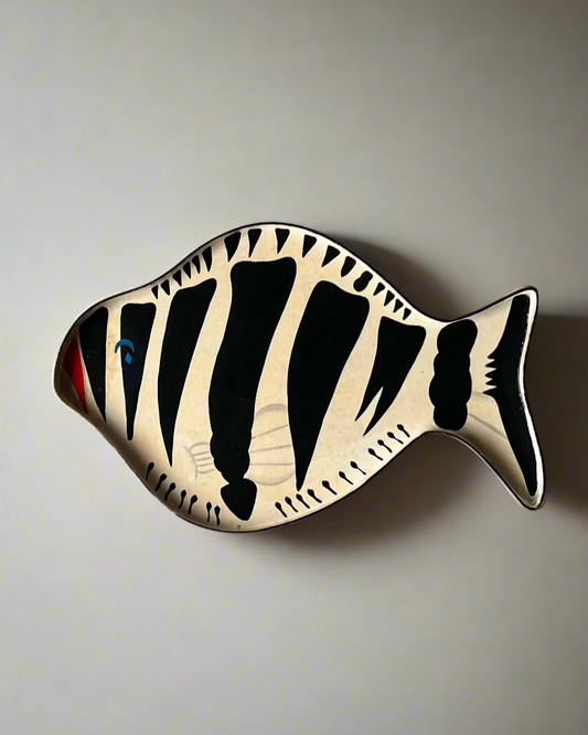 Vintage Lacquered Wood Fish Tray