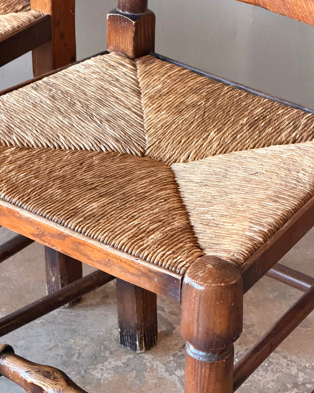 Antique Lancashire Spindle Back Chairs | Pair